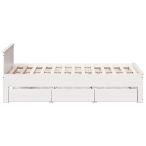vidaXL Solid Wood Bed Frame without Mattress with Headboard White 140x200cm Pine