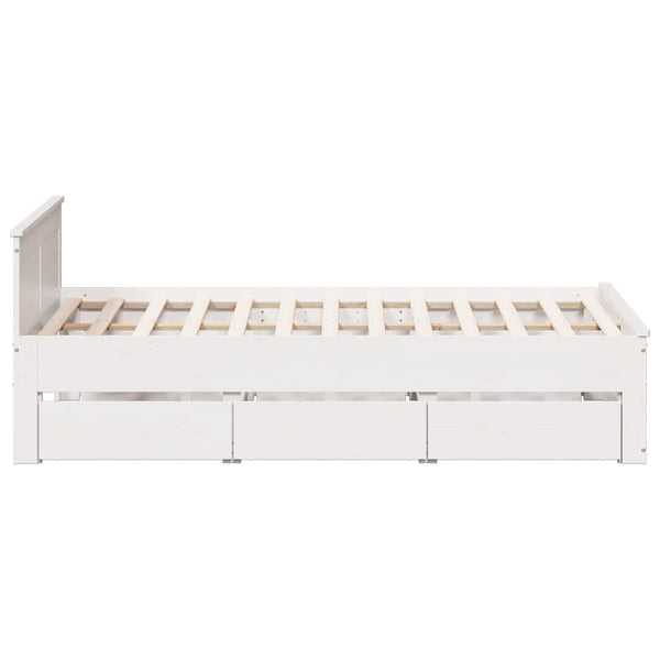 vidaXL Solid Wood Bed Frame without Mattress with Headboard White 140x200cm Pine