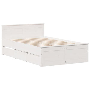 vidaXL Solid Wood Bed Frame without Mattress with Headboard White 120x200cm Pine
