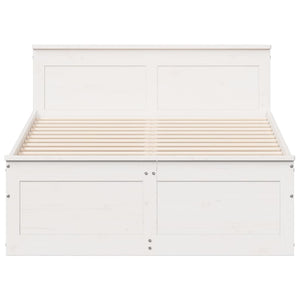vidaXL Solid Wood Bed Frame without Mattress with Headboard White 120x200cm Pine