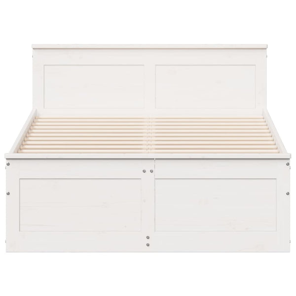vidaXL Solid Wood Bed Frame without Mattress with Headboard White 120x200cm Pine
