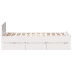 vidaXL Solid Wood Bed Frame without Mattress with Headboard White 120x200cm Pine