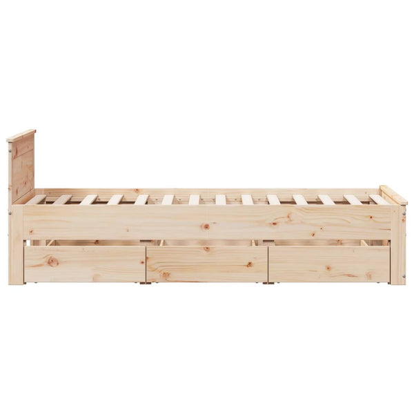 vidaXL Solid Wood Bed Frame without Mattress with Headboard 100x200 cm Pinewood