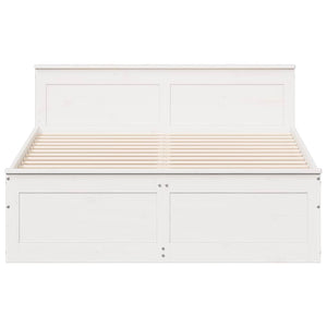 vidaXL Solid Wood Bed Frame without Mattress with Headboard White 140x190 cm Pine