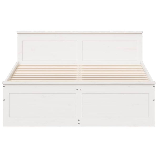 vidaXL Solid Wood Bed Frame without Mattress with Headboard White 140x190 cm Pine