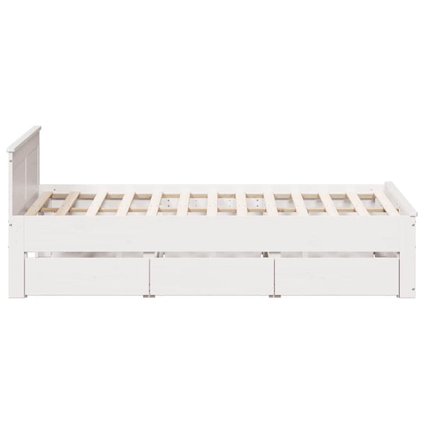 vidaXL Solid Wood Bed Frame without Mattress with Headboard White 140x190 cm Pine