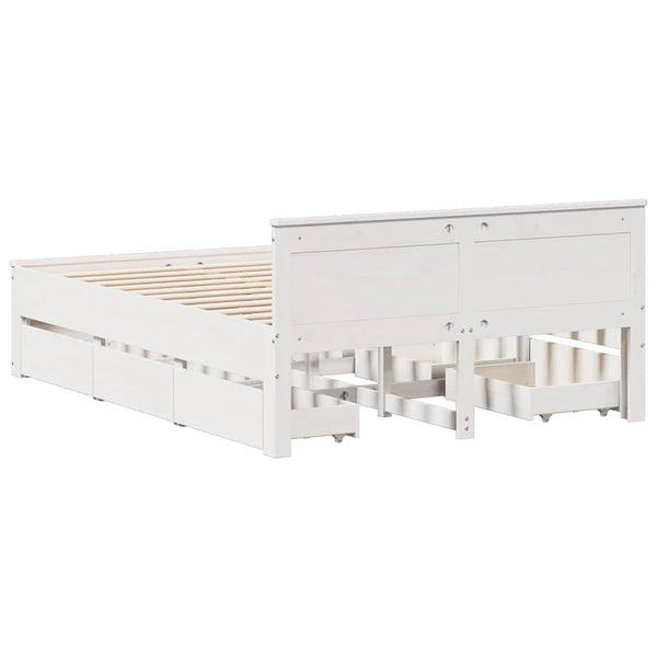 vidaXL Solid Wood Bed Frame without Mattress with Headboard White 140x190 cm Pine
