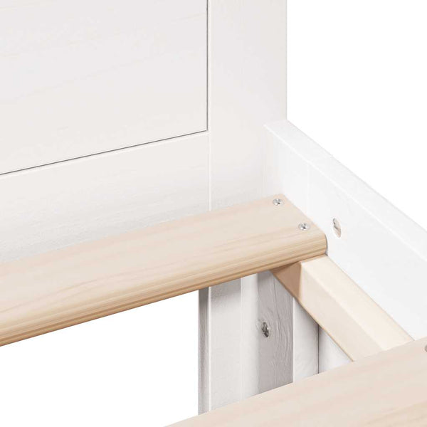 vidaXL Solid Wood Bed Frame without Mattress with Headboard White 140x190 cm Pine