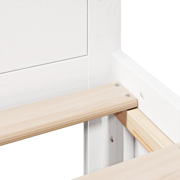 vidaXL Solid Pine Bed Frame without Mattress with Headboard White 135x190cm
