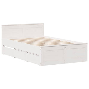 vidaXL Solid Wood Bed Frame without Mattress with Headboard White 120x190cm Pine