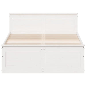 vidaXL Solid Wood Bed Frame without Mattress with Headboard White 120x190cm Pine