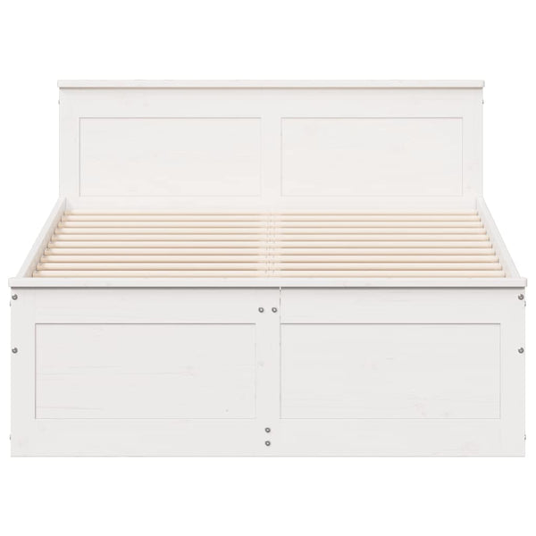 vidaXL Solid Wood Bed Frame without Mattress with Headboard White 120x190cm Pine