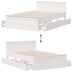 vidaXL Solid Wood Bed Frame without Mattress with Headboard White 120x190cm Pine
