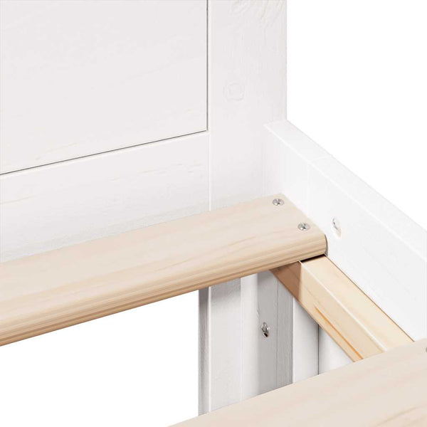 vidaXL Solid Wood Bed Frame without Mattress with Headboard White 120x190cm Pine