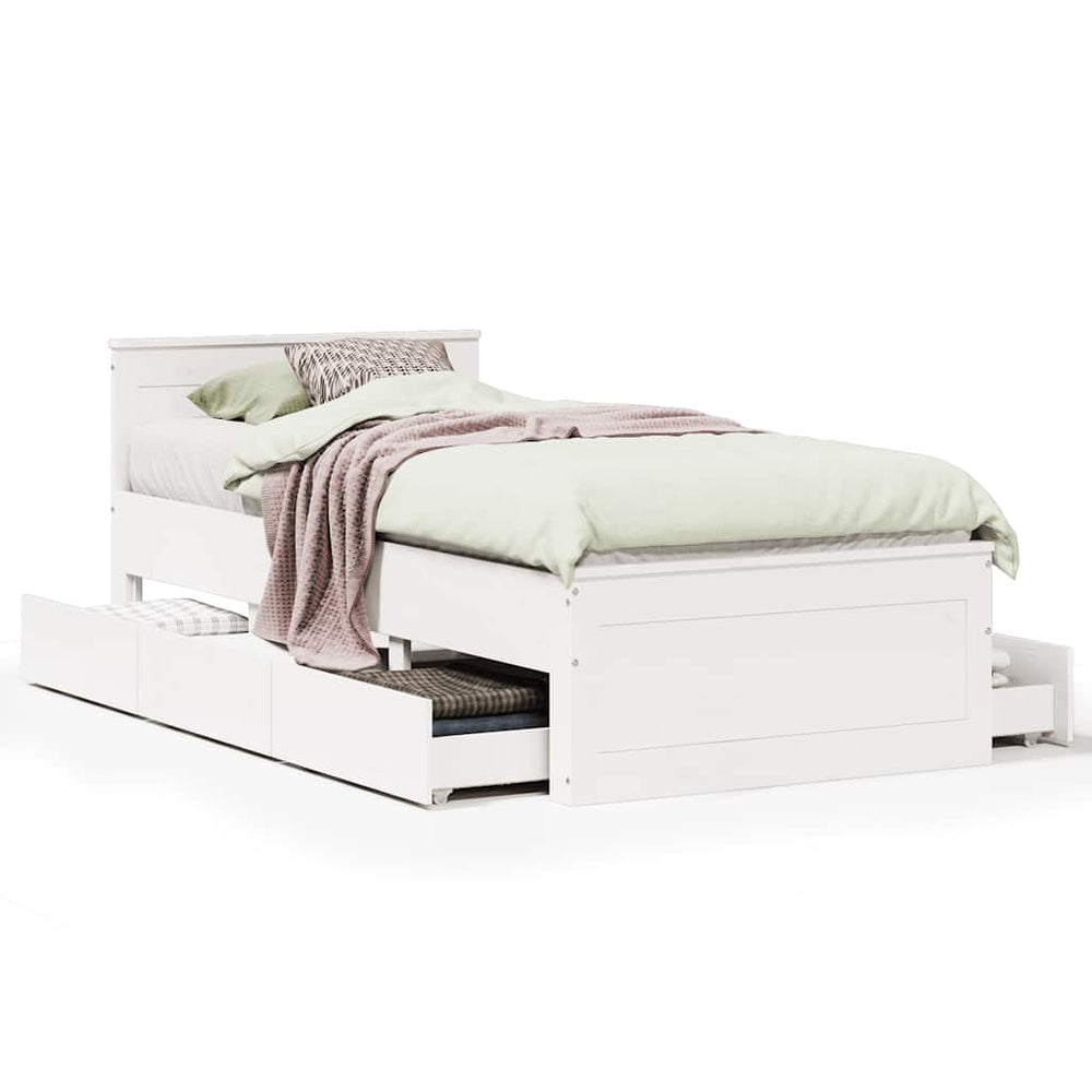 vidaXL Solid Wood Bed without Mattress with Headboard White 90x190 cm