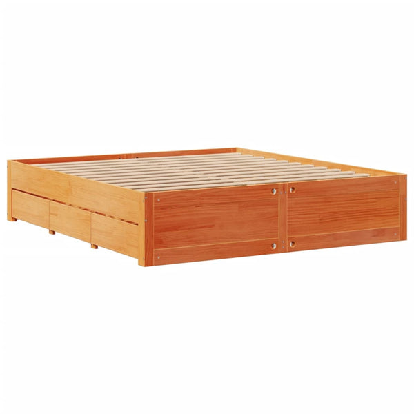 vidaXL Solid Wood Bed with Drawers Brown 180x200 cm without Mattress
