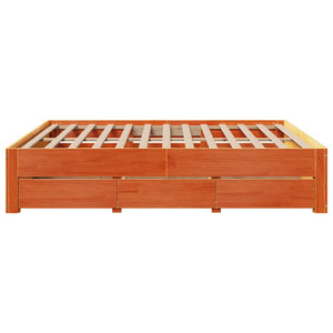 vidaXL Solid Wood Bed with Drawers Brown 180x200 cm without Mattress
