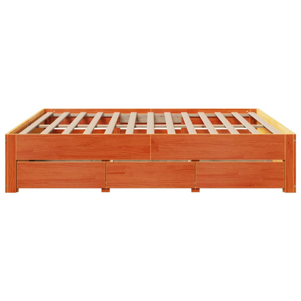 vidaXL Solid Wood Bed with Drawers Brown 180x200 cm without Mattress