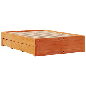 vidaXL Solid Wood Bed Frame without Mattress with Drawers Brown 150x200 cm