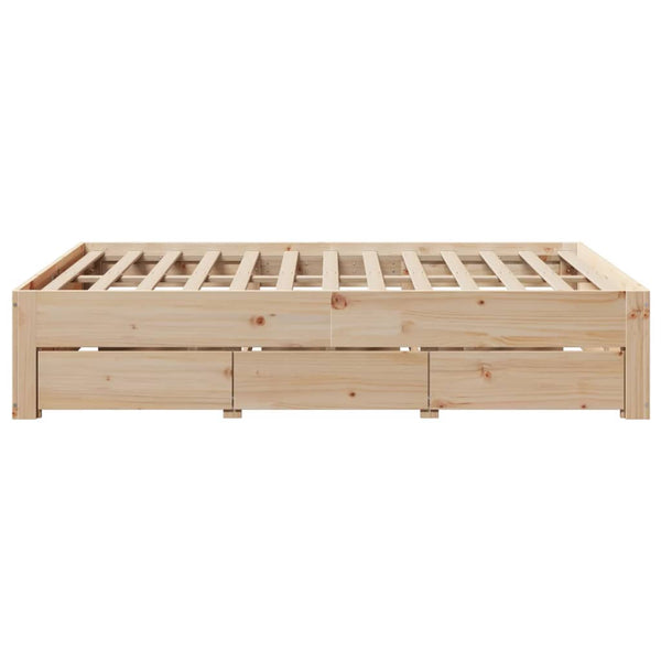 vidaXL Solid Wood Bed Frame without Mattress with Drawers 140x200 cm Pine