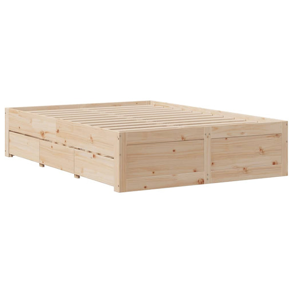 vidaXL Solid Wood Bed Frame without Mattress with Drawers 140x200 cm Pine