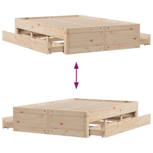 vidaXL Solid Wood Bed Frame without Mattress with Drawers 140x200 cm Pine