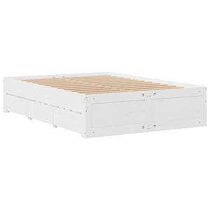vidaXL Solid Wood Bed Frame without Mattress with Drawers White 140x200 cm