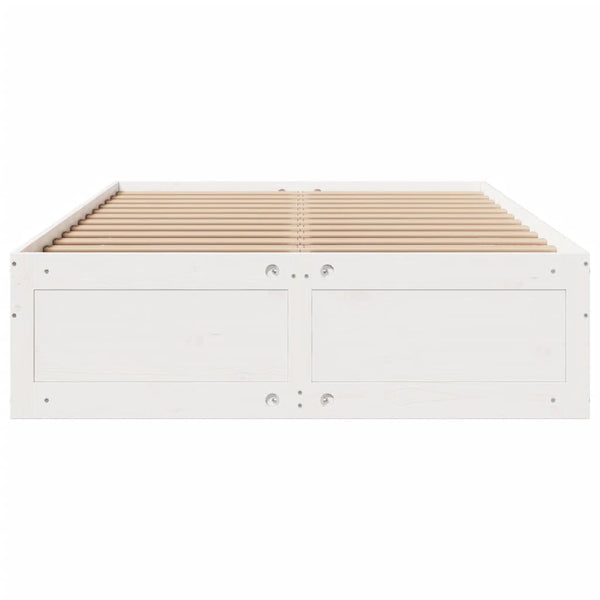 vidaXL Solid Wood Bed Frame without Mattress with Drawers White 140x200 cm