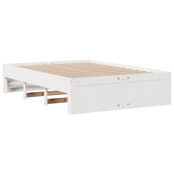 vidaXL Solid Wood Bed Frame without Mattress with Drawers White 140x200 cm