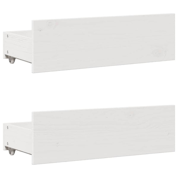 vidaXL Solid Wood Bed Frame without Mattress with Drawers White 140x200 cm
