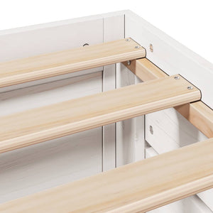 vidaXL Solid Wood Bed Frame without Mattress with Drawers White 140x200 cm