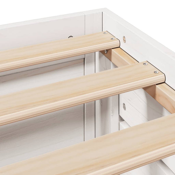vidaXL Solid Wood Bed Frame without Mattress with Drawers White 140x200 cm