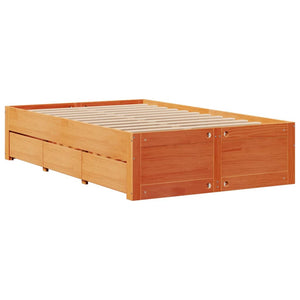 vidaXL Solid Wood Bed Frame without Mattress with Drawers 120x200 cm