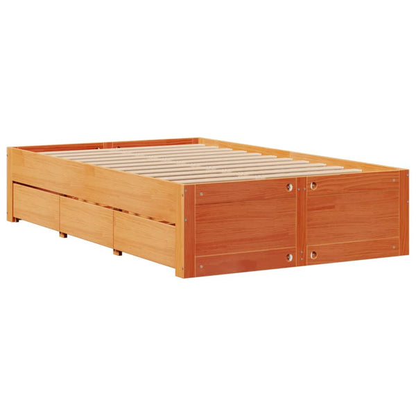 vidaXL Solid Wood Bed Frame without Mattress with Drawers 120x200 cm