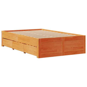 vidaXL Solid Wood Bed Frame without Mattress with Drawers 120x200 cm