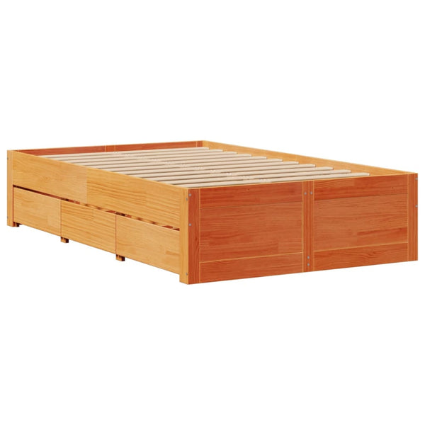 vidaXL Solid Wood Bed Frame without Mattress with Drawers 120x200 cm