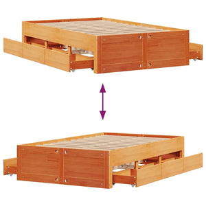 vidaXL Solid Wood Bed Frame without Mattress with Drawers 120x200 cm