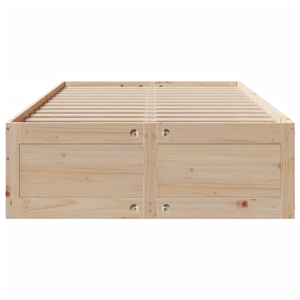 vidaXL Solid Wood Bed without Mattress with Drawers 135x190 cm