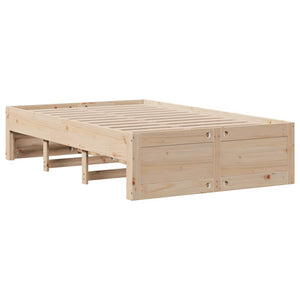 vidaXL Solid Wood Bed without Mattress with Drawers 135x190 cm