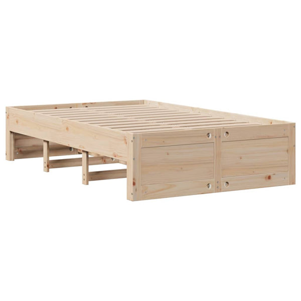 vidaXL Solid Wood Bed without Mattress with Drawers 135x190 cm
