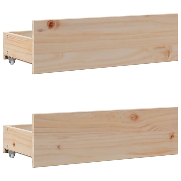 vidaXL Solid Wood Bed without Mattress with Drawers 135x190 cm
