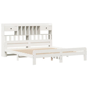 vidaXL Solid Wood Bed with Shelf without Mattress White 180x200 cm Pine