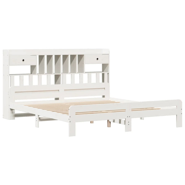 vidaXL Solid Wood Bed with Shelf without Mattress White 180x200 cm Pine