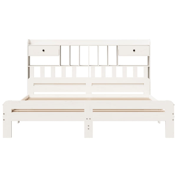 vidaXL Solid Wood Bed with Shelf without Mattress White 180x200 cm Pine