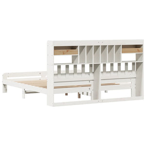 vidaXL Solid Wood Bed with Shelf without Mattress White 180x200 cm Pine
