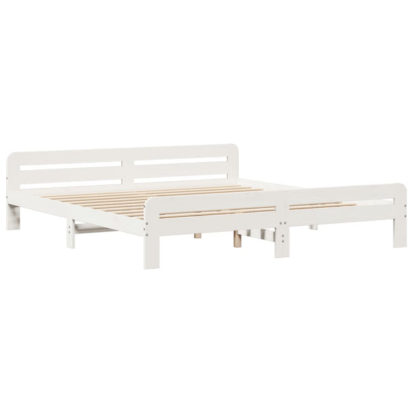 vidaXL Solid Wood Bed with Shelf without Mattress White 180x200 cm Pine