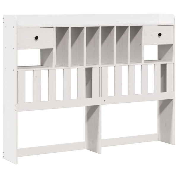 vidaXL Solid Pine Bed with Shelf No Mattress White 150x200 cm