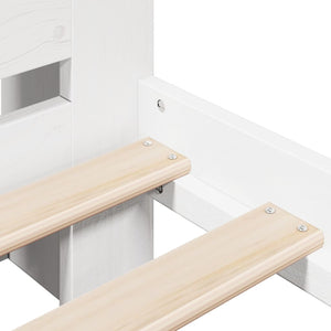 vidaXL Solid Pine Bed with Shelf No Mattress White 150x200 cm
