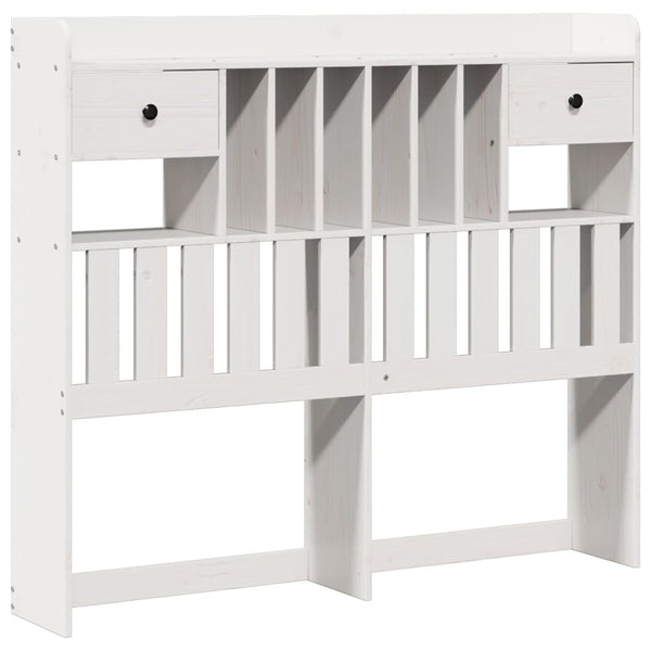 vidaXL Solid Wood Bed with Shelf without Mattress White 135x190 cm Pine