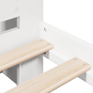 vidaXL Solid Wood Bed with Shelf without Mattress White 135x190 cm Pine